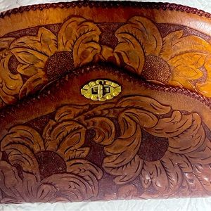 Hand tooled leather boho bag